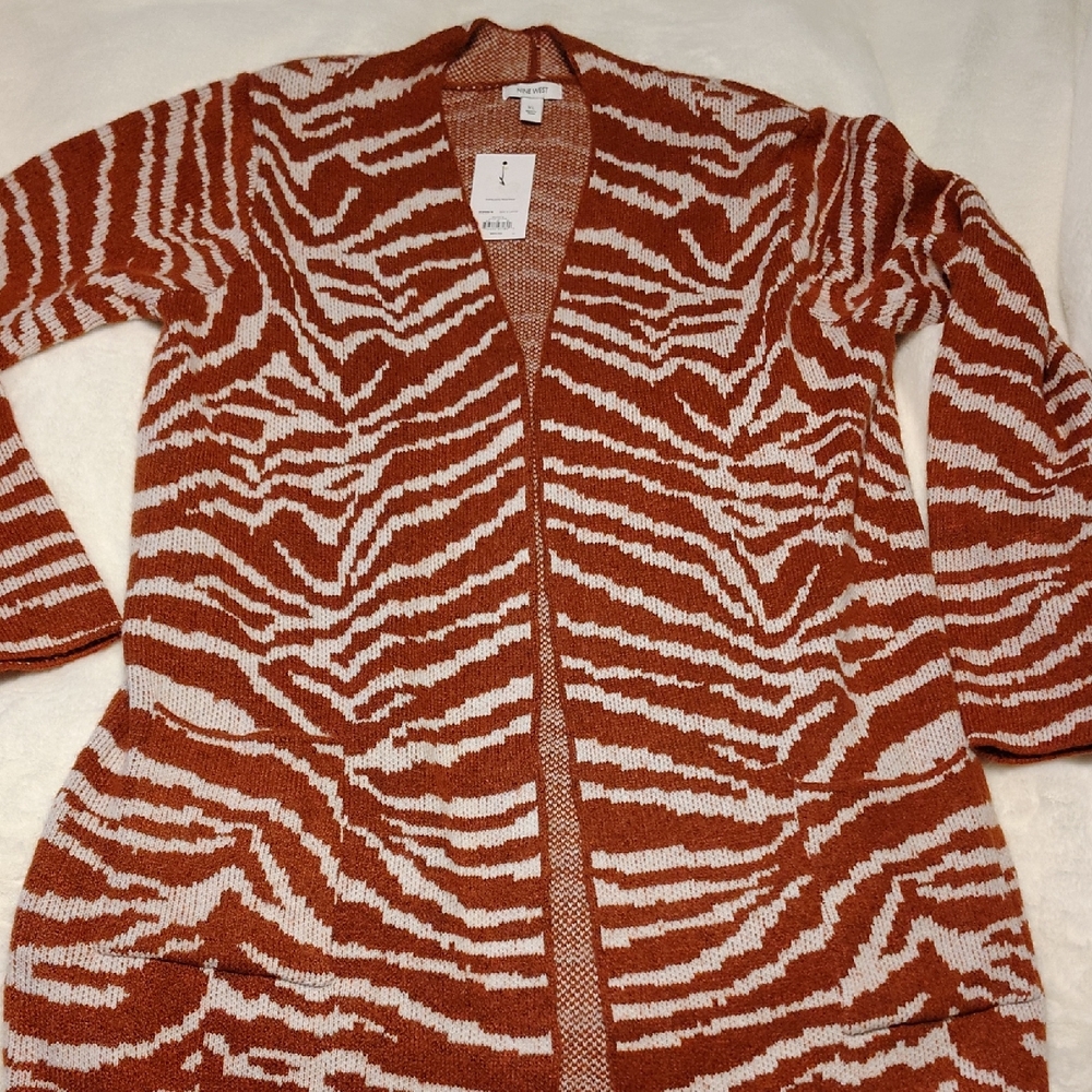 Nine West Rust and White Zebra Cardigan long